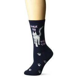 K. Bell Talk to the Tail Crew Socks, Navy, Sock Size 9-11/Shoe Size 4-10, 1 Pair