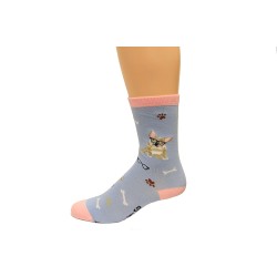 K. Bell French Bulldog Crew Socks, Blue, Sock Size 9-11/Shoe Size 4-10, 1 Pair