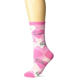 K. Bell Pink Ribbon Crew Socks 1 Pair, Pink, Womens Sock Size 9-11/Shoe Size 4-10