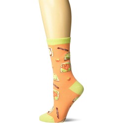 K. Bell Avocado Toast Crew Socks 1 Pair, Coral, Womens Sock Size 9-11/Shoe Size 4-10