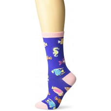 K. Bell Tropical Fish Crew Socks 1 Pair, Navy, Womens Sock Size 9-11/Shoe Size 4-10