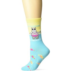 K. Bell Hippo In Water Crew Socks 1 Pair, Blue, Womens Sock Size 9-11/Shoe Size 4-10