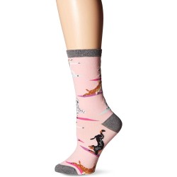 K. Bell Yoga Dogs Crew Socks 1 Pair, Pink, Womens Sock Size 9-11/Shoe Size 4-10