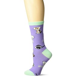 K. Bell Cone Cats Crew Socks 1 Pair, Purple, Womens Sock Size 9-11/Shoe Size 4-10