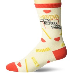 K. Bell Fries Guys Crew Socks 1 Pair, Ivory, Womens Sock Size 9-11/Shoe Size 4-10
