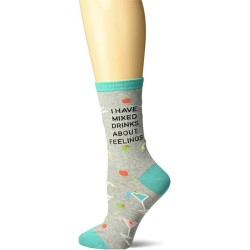 K. Bell Mixed Drinks Crew Socks 1 Pair, Gray, Womens Sock Size 9-11/Shoe Size 4-10