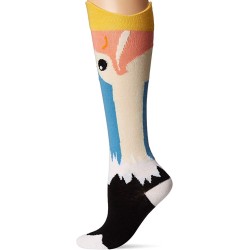 K. Bell Wide Mouth Ostrich Knee High Socks 1 Pair, White, Womens Sock Size 9-11/Shoe Size 4-10