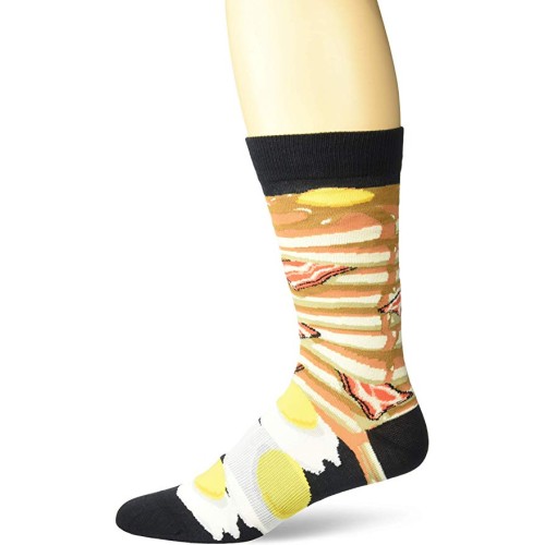 K. Bell Men's Breakfast Crew Socks Socks 1 Pair, Black, Mens Sock Size 10-13/Shoe Size 6.5-12