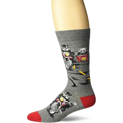 K. Bell Men's Panda Ride Crew Socks Socks 1 Pair, Charcoal Heather, Mens Sock Size 10-13/Shoe Size 6.5-12