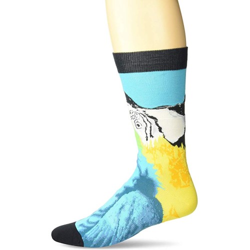 K. Bell Men's Macaw Crew Socks Socks 1 Pair, Blue, Mens Sock Size 10-13/Shoe Size 6.5-12