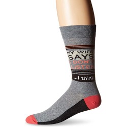 K. Bell Men's My Wife Says Crew Socks Socks 1 Pair, Charcoal Heather, Mens Sock Size 10-13/Shoe Size 6.5-12