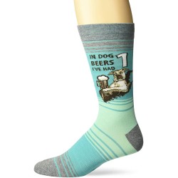K. Bell Men's Dog Beers Crew Socks Socks 1 Pair, Turquoise, Mens Sock Size 10-13/Shoe Size 6.5-12