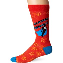 K. Bell Men's Captain Obvious Crew Socks Socks 1 Pair, Red, Mens Sock Size 10-13/Shoe Size 6.5-12 K. Bell Men's Captain Obvious Crew Socks Socks 1 Pair, Red, Mens Sock Size 10-13/Shoe Size 6.5-12