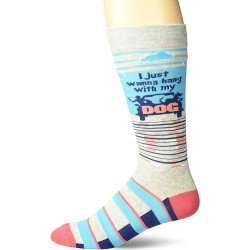 K. Bell Men's Hang With My Dog Crew Socks Socks 1 Pair, Gray Heather, Mens Sock Size 10-13/Shoe Size 6.5-12