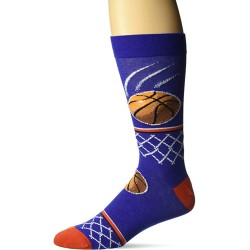 K. Bell Men's Basketball Crew Socks Socks 1 Pair, Blue, Mens Sock Size 10-13/Shoe Size 6.5-12