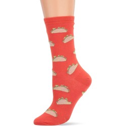 K. Bell Women's Food & Drink Novelty Casual Crew Socks, Tacos (red), Shoe Size: 4-10