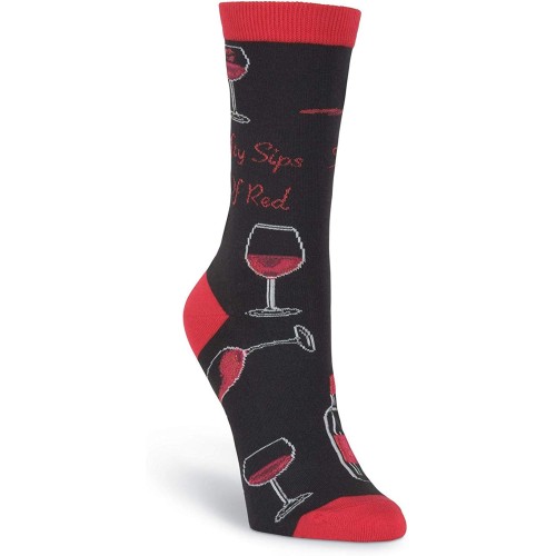 K. Bell Fifty Shades of Red, Black, Womens Sock Size 9-11/Shoe Size 4-10, 1 Pair