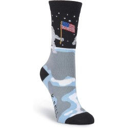 K. Bell Man on the Moon - American Made, Black, Womens Sock Size 9-11/Shoe Size 4-10, 1 Pair