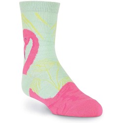 K. Bell Flamingo Crew, Blue, Kids Sock Size 7-8.5/Shoe Size 11-4, 1 Pair