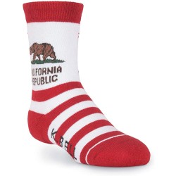 K. Bell Kid's CA Republic - American Made, White, Kids Sock Size 7-8.5/Shoe Size 11-4, 1 Pair