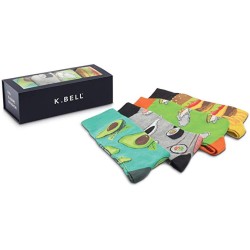 K. Bell Super Heroes Gift Box, Black Assorted, Mens Sock Size 10-13/Shoe Size 6.5-12, 4 Pair