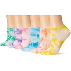 K. Bell Tie Dye 6 Pair Pack No Show Socks, Carmine Rose, Women's  Size Shoe 9-11