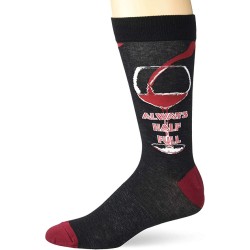 K. Bell Men's Half Full Crew Socks 1 Pair, Black, Men's  Size Shoe 10-13