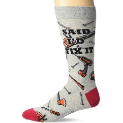 K. Bell Men's Fix It Crew Socks 1 Pair, Gray Heather, Men's  Size Shoe 10-13