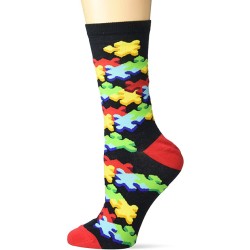 K. Bell 3D Jigsaw Crew Socks 1 Pair, Black, Women's  Size Shoe 9-11