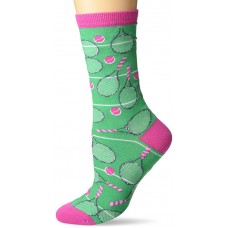 K. Bell Tennis Rackets Crew Socks 1 Pair, Green, Women's  Size Shoe 9-11