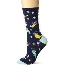 K. Bell Space Cat Crew Socks 1 Pair, Navy, Women's  Size Shoe 9-11