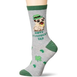 K. Bell Pug Luck Crew Socks 1 Pair, Gray Heather, Women's  Size Shoe 9-11