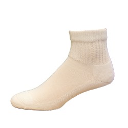 Medipeds Coolmax Cotton Half Cushion Quarter Socks 2 Pair, White, M13-15