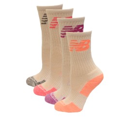 New Balance Crew Socks, White Multi, (L) Ladies 10-13.5/Mens 8.5-12.5, 6 Pair