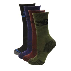 New Balance Crew Socks, Black Multi, (L) Ladies 10-13.5/Mens 8.5-12.5, 6 Pair