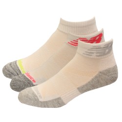 New Balance Performance Cushion Quarter Crew Socks, White Multi, (M) Ladies 6-10/Mens 6-8.5, 6 Pair