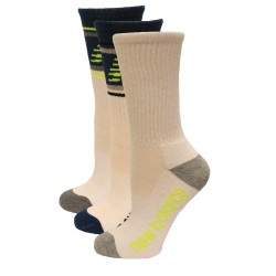 New Balance Performance Cushion Crew Socks, White Multi, (L) Ladies 10-13.5/Mens 8.5-12.5, 3 Pair