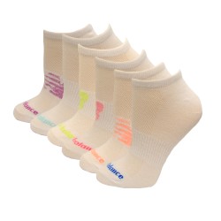 New Balance No Show Flatknit Socks, White, (M) Ladies 6-10/Mens 6-8.5, 6 Pair