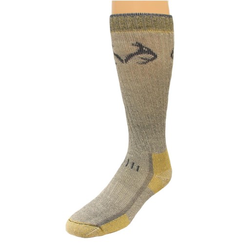 RealTree Merino Uplander Boot Socks, 1 Pair, Medium (M 4-9), Grey/Gold