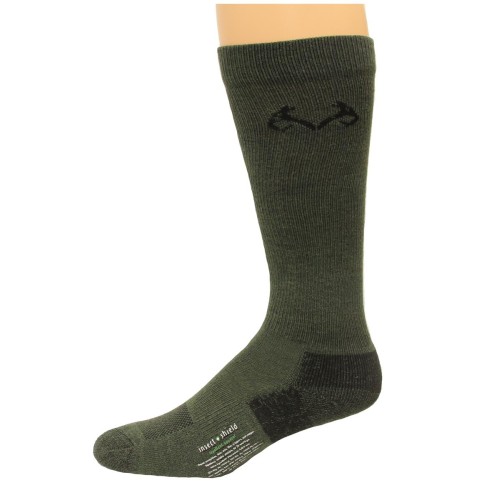 RealTree Insect Shield Over the Calf Socks, 1 Pair, Large (W 9-12 / M 9-13), Olive