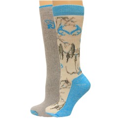 RealTree Ladies Snow Camo Wool Blend Socks, 2 Pair, Medium (W 6-9), Blue Camo
