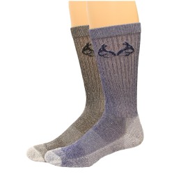 RealTree Men's CoolMax Crew Socks, 2 Pair, Large (M 9-13), Denim/Blk