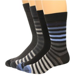 Rockport Men's Crew Socks 4 Pair, Dark Stripe Assort., Men's 8-12