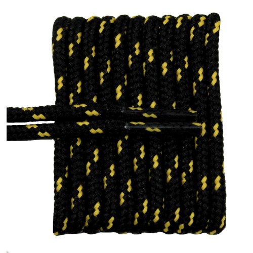 FeetPeople High Quality Round Laces For Boots And Shoes, Black With Gold Chip