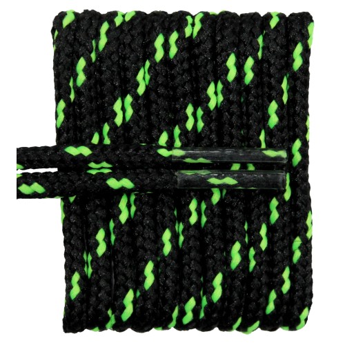 FeetPeople High Quality Round Laces For Boots And Shoes, Black With Neon Yellow Chip FeetPeople High Quality Round Laces For Boots And Shoes, Black With Neon Yellow Chip