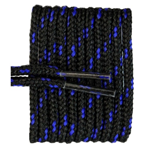 FeetPeople High Quality Round Laces For Boots And Shoes, Black With Royal Chip FeetPeople High Quality Round Laces For Boots And Shoes, Black With Royal Chip