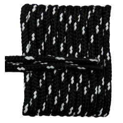 FeetPeople High Quality Round Laces For Boots And Shoes, Black With White Chip