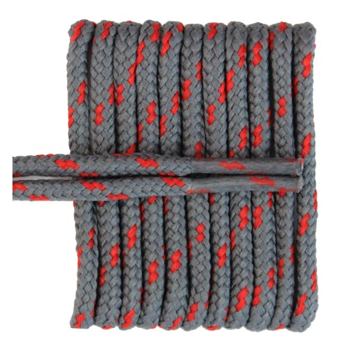 FeetPeople High Quality Round Laces For Boots And Shoes, Grey With Red Chip FeetPeople High Quality Round Laces For Boots And Shoes, Grey With Red Chip