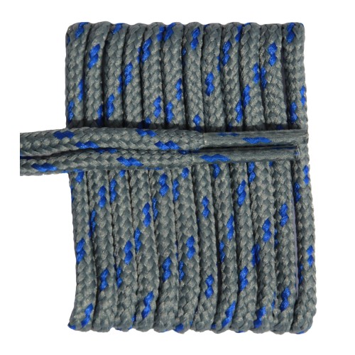 FeetPeople High Quality Round Laces For Boots And Shoes, Grey With Royal Chip FeetPeople High Quality Round Laces For Boots And Shoes, Grey With Royal Chip