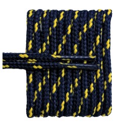 FeetPeople High Quality Round Laces For Boots And Shoes, Navy With Gold Chip